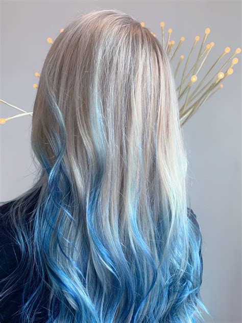 dirty blonde hair with blue highlights